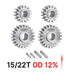 INJORA Stainless Steel Portal 15/22T Gears (Overdrive 12%) Set for 1/18 Redcat Ascent-18