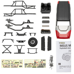 MEUS Racing MB24 Body 5.2in 132MM Axial Shell Body ABS+Nylon Carbon Fiber Frame For 1/24 Axial SCX24 Bronco Deadbolt JLU B-17 C10 - RED - HeliDirect