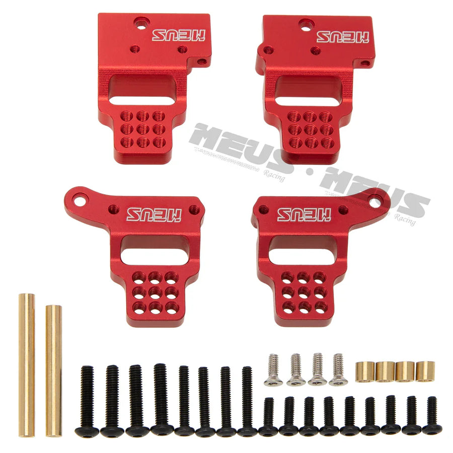 Meus Racing Aluminum Multi-hole Shock Mount Metal Adjustable Shock Tower Bracket for TRX4M Bronco Defender - RED - HeliDirect