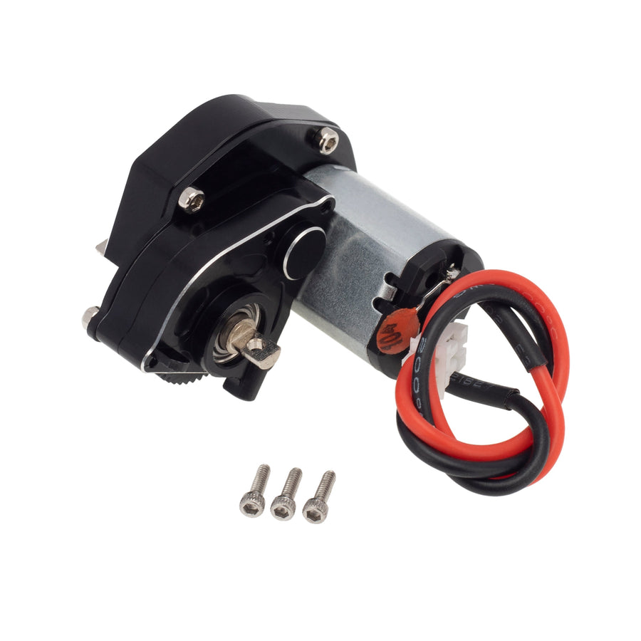 MEUS Racing Aluminum Gearbox With Skid Plate 050 Motor For SCX24 Deadbolt ,B17 ,C10 JLU,Ford Bronco ,Jeep Gladiator - BLACK - HeliDirect