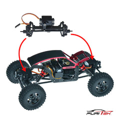 FURITEK COMPLETE PRE-BUILD FRONT AXLE SET WITH SERVO FOR FURITEK FX118 - HeliDirect