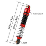 INJORA 59mm Long Threaded Oil Filled Shocks for 1/18 TRX4M (4pcs) - RED - HeliDirect