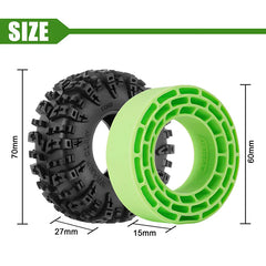 INJORA 1.3" 70*27mm Swamp Claw Tires & Silicone Rubber Inserts Combo (4) - Green (Soft)