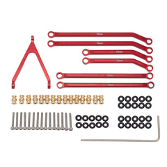 MEUS Racing CNC Aluminum High Clearance Chassis Links for 1/24 RC Crawler LWB 133.5mm Axial SCX24 AXI90081 Deadbolt AXI00004 B17 (Red) - HeliDirect