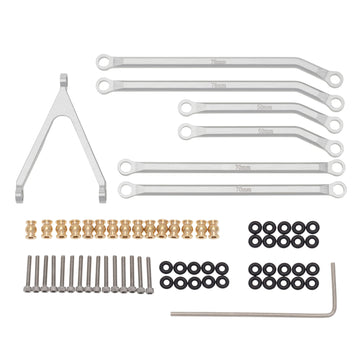 MEUS Racing CNC Aluminum High Clearance Chassis Links for 1/24 RC Crawler LWB 133.5mm Axial SCX24 AXI90081 Deadbolt AXI00004 B17 (Silver) - HeliDirect