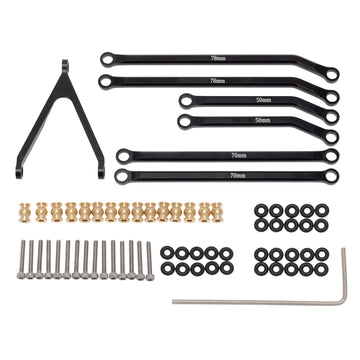 MEUS Racing CNC Aluminum High Clearance Chassis Links for 1/24 RC Crawler LWB 133.5mm Axial SCX24 AXI90081 Deadbolt AXI00004 B17 (Black) - HeliDirect