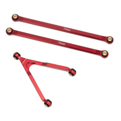 MEUS Racing CNC Aluminum High Clearance Chassis Links for 1/24 RC Crawler LWB 133.5mm Axial SCX24 AXI90081 Deadbolt AXI00004 B17 (Red) - HeliDirect