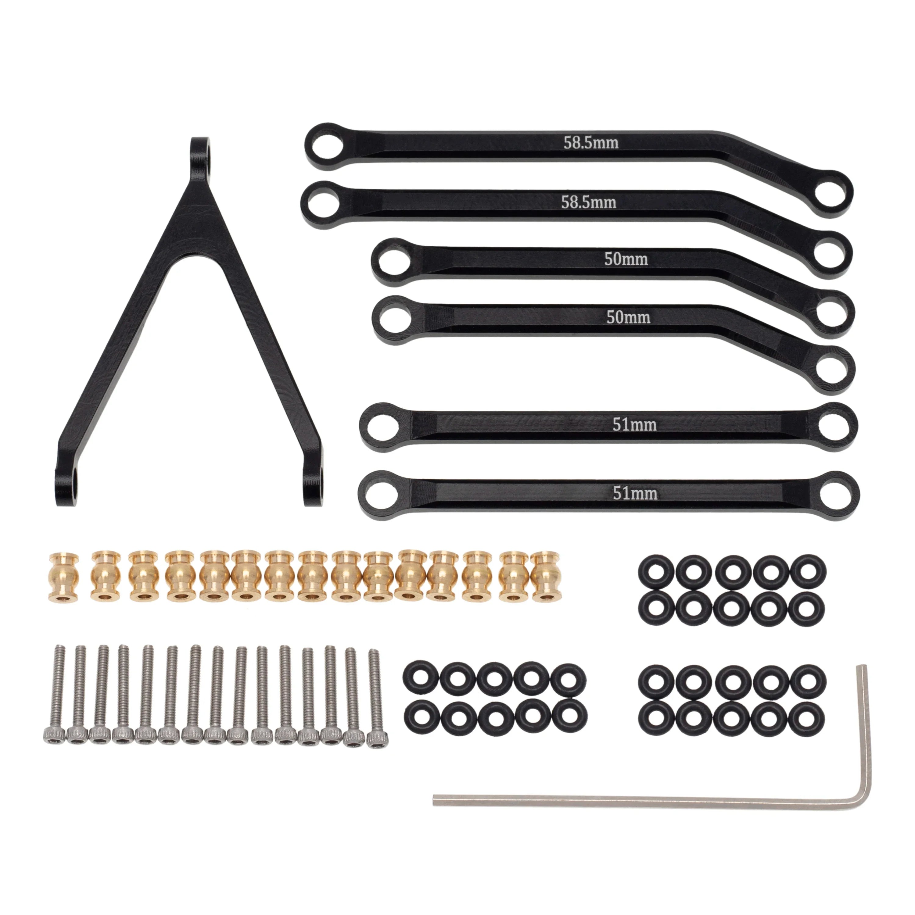 MEUS Racing CNC Aluminum High Clearance Chassis Links for 1/24 RC Crawler Axial SCX24 AXI00001 C10 AXI00002 Jeep JLU Ford Bronco AXI00006 (Black) - HeliDirect