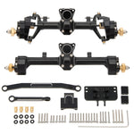 MEUS RACING 1/24 Scale Aluminum Alloy Axles Front and Rear Portal Axle Housing Assembly w/New C Knuckle for Axial SCX24 90081 C10 Jeep Upgrade Parts - BLACK