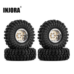 INJORA 1.0" 62*22mm Offset -4.4mm Beadlock Wheels Tires Set for 1/18 1/24 RC Crawlers