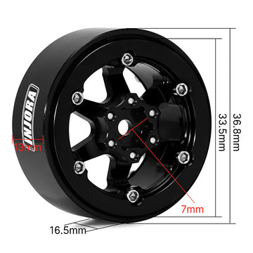 INJORA 1.3" -5.25mm Offset Aluminium Beadlock Wheels for 1/24 1/18 RC Crawler (W1313)