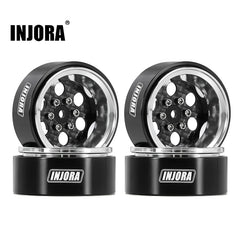 INJORA 1.3" ModuWheel Silver Beadlock Wheels Negative Offset For 1/18 1/24 RC Crawlers - 6 HOLE SILVER WHEELS
