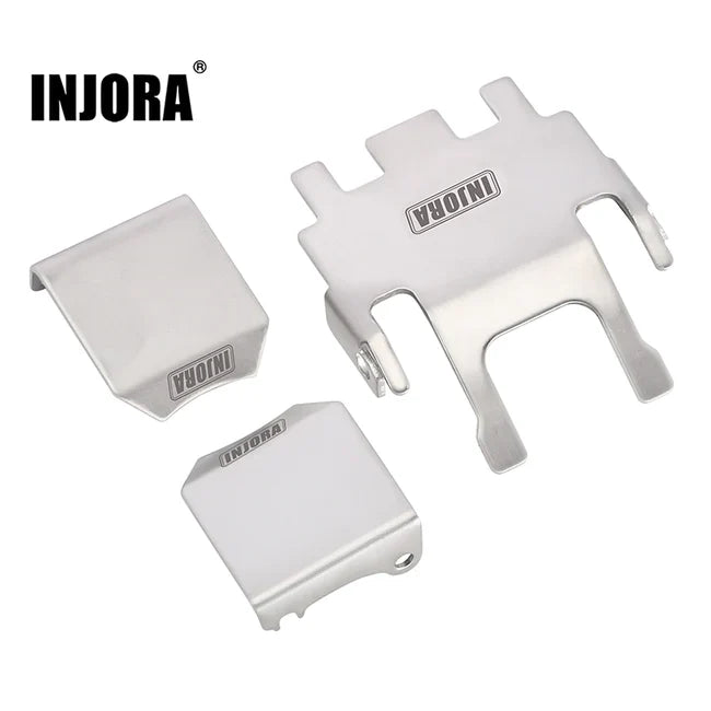 INJORA Stainless Steel Chassis Armor Skid Plate Axle Protector for 1/18 TRX4M (4M-14) - HeliDirect