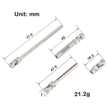 MEUS Racing Metal SCX24 Cuttable Drive Shaft for Axial SCX24