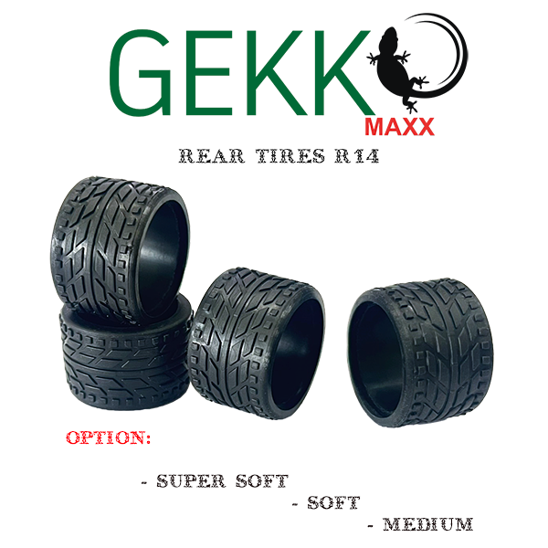 Gekko Maxx Rear Tires R14 (4pcs) - Supper Soft - HeliDirect