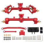 MEUS RACING 1/24 Scale Aluminum Alloy Axles Front and Rear Portal Axle Housing Assembly w/New C Knuckle for Axial SCX24 90081 C10 Jeep Upgrade Parts - RED