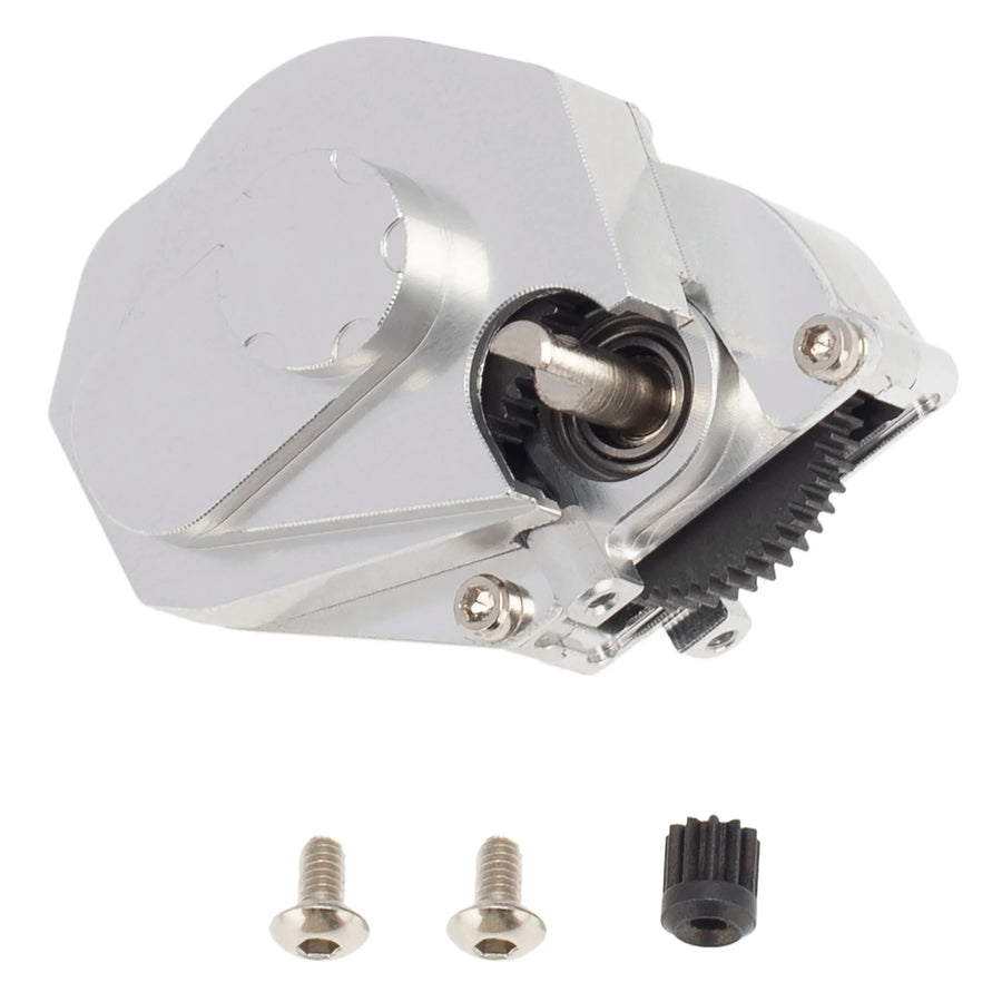 MEUS Racing RC Crawler Aluminum Transmission Gearbox, Assembled Transmission Case Complete Gearbox Upgrade Parts for 1/24 Axial SCX24 Deadbolt 90081 C10 Wrangler (Silver) - HeliDirect