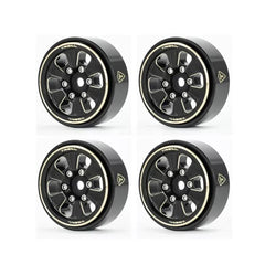 Treal 1.0" Brass Beadlock Wheels Rims (4pcs) Black For 1/24 Scale Crawler Axial SCX24 - Type B - HeliDirect
