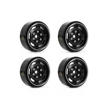 Treal 1.0'' Beadlock Wheels (4pcs) Vintage Wheels For 1/24 SCX24 Bronco Gladiator C10 Deadbolt - Type E (Black) - HeliDirect