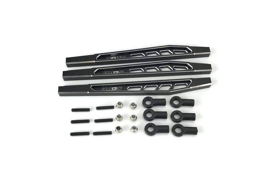 CKD0374 KAOS CNC Rear Upper & Lower Suspension Links (117mm, CNC Aluminum, Black Anodized) 3 pcs F450 DL-Series - HeliDirect