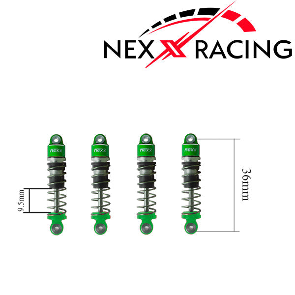 Nexx Racing Oil Shock (4 pcs) for 1/24 SCX24 - GREEN - HeliDirect