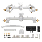 MEUS RACING 1/24 Scale Aluminum Alloy Axles Front and Rear Portal Axle Housing Assembly w/New C Knuckle for Axial SCX24 90081 C10 Jeep Upgrade Parts - SILVER