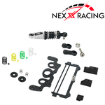 NXUSA-300-62 Nexx Racing Combo Dual Spring Center Oil Shock Premium + Conversion Battery Mount for Specter Kit - SILVER - HeliDirect