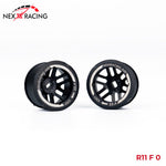 NXUSA-EVOAWD-R Nexx Racing “JUD” threaded carbon-fiber reinforced EVO AWD Flanged Rear Wheels (2) pcs for Mini-Z - R11 OFFSET 0