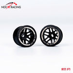 NXUSA-EVOAWD-R Nexx Racing “JUD” threaded carbon-fiber reinforced EVO AWD Flanged Rear Wheels (2) pcs for Mini-Z - R11 OFFSET +1
