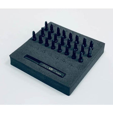 CKD0618 KAOS Bullet Wheel Lug (BLACK chrome, M2.0 studs, w/tool, 24pcs For KG1 Wheels) - HeliDirect