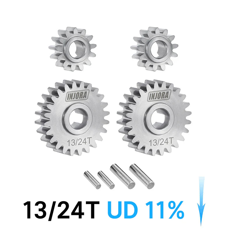 INJORA Stainless Steel Portal 13/24T Gears (Underdrive 11%) Set for 1/18 Redcat Ascent-18