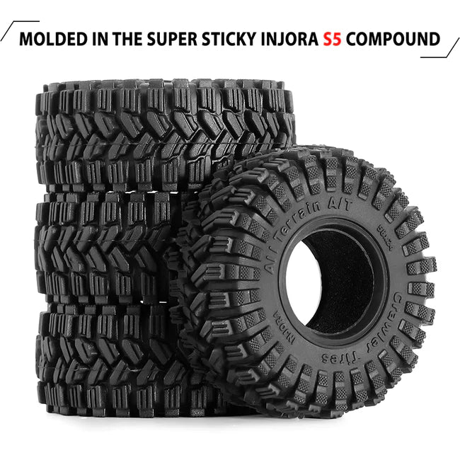 INJORA 1.0" 58*24mm S5 All Terrain Super Soft Sticky Tires for 1/18 1/24 RC Crawlers (4) - HeliDirect