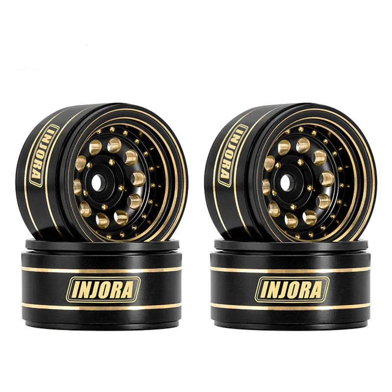 INJORA 1.0" 39g/Pcs Brass Beadlock Wheels Negative Offset 2.65mm For 1/24 1/18 RC Crawlers - HeliDirect