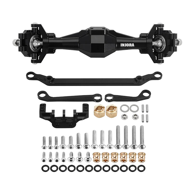 INJORA +4mm Diamond Axles With Lay Down Servo Mount & Links For 1/18 TRX4M - BLACK - HeliDirect