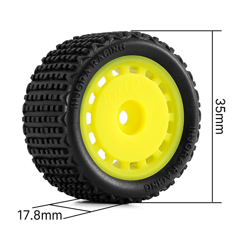 INJORA Pre-mounted Pin Buggy Tires & Wheels for 1/28 Losi Micro-T