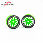 Nexx Racing “JUD” threaded carbon-fiber reinforced EVO AWD Flanged Rear Wheels (2) pcs for Mini-Z (GREEN) OFFSET -1