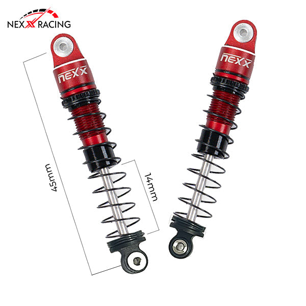 Nexx Racing 45mm Long Oil shocks (4pcs) for 1/24 Axial SCX24 - RED