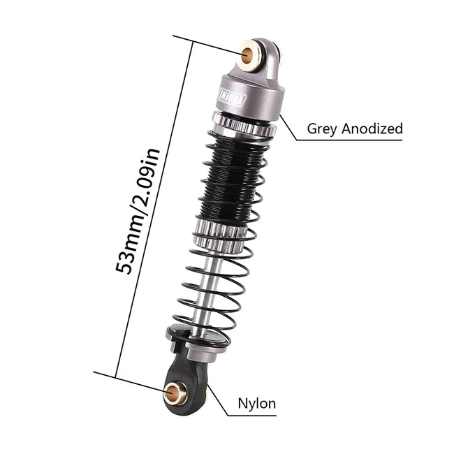 INJORA 53mm Aluminum Threaded Oil Filled Shocks for 1/18 TRX4M (4M-24) - HeliDirect