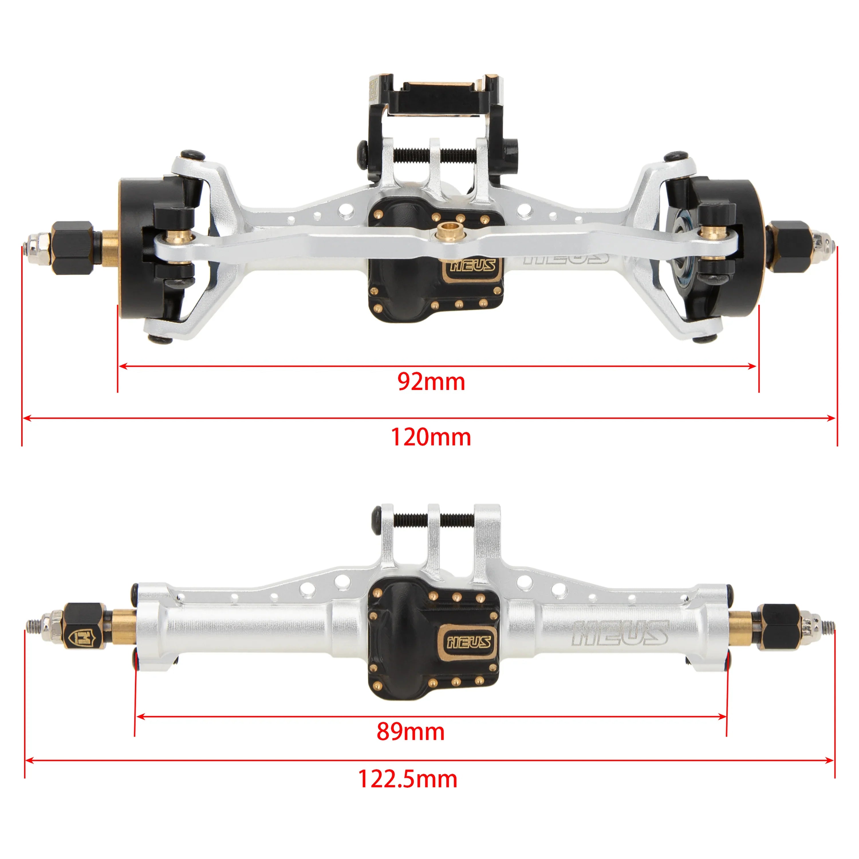 MEUS RACING Brass + Aluminum CNC Upgraded Front and Rear Axle Assembly Kit TRX4M Axle for 1/18 TRX4M Upgrade (Silver) - HeliDirect