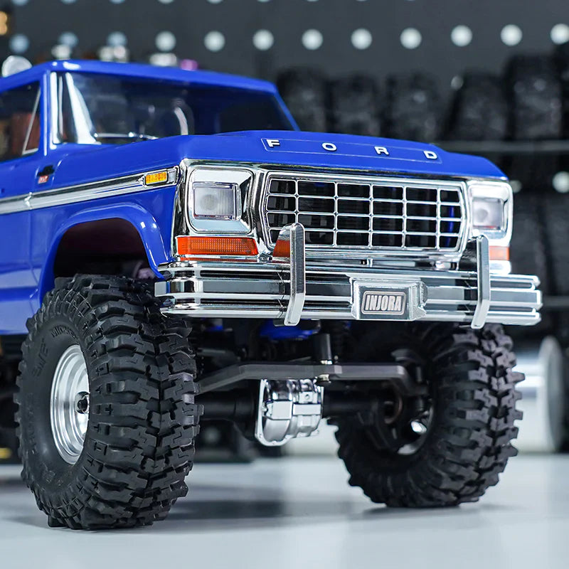 INJORA CNC Aluminum Front Rear Bumper With Dual Exhaust For 1/18 TRX4M High Trail F150 - HeliDirect