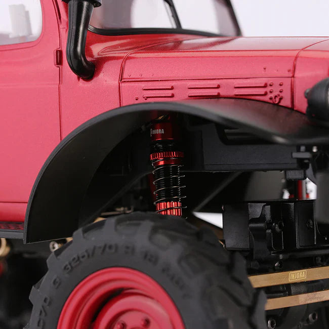 INJORA 45mm Aluminum Threaded Oil Shock Absorbers for 1/24 FMS FCX24 (4pcs) - RED - HeliDirect