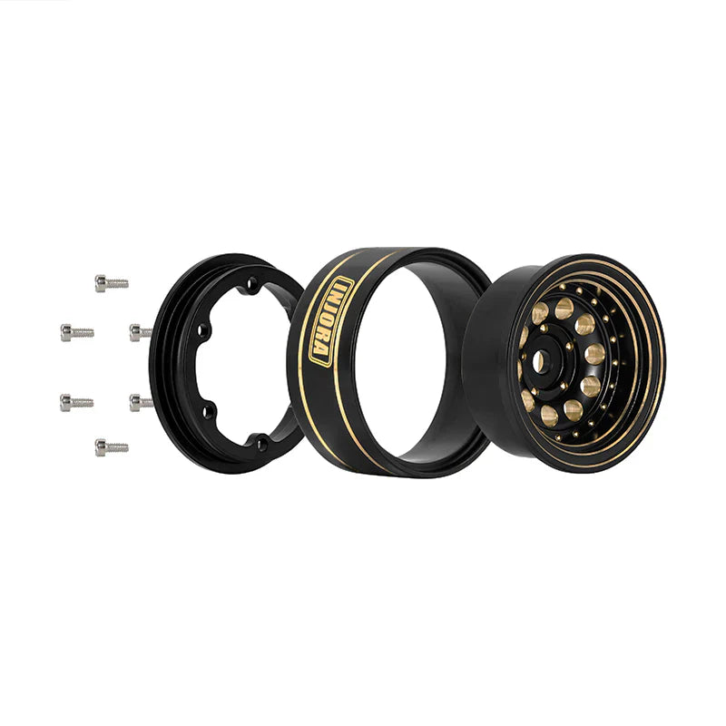 INJORA 1.0" 39g/Pcs Brass Beadlock Wheels Negative Offset 2.65mm For 1/24 1/18 RC Crawlers - HeliDirect