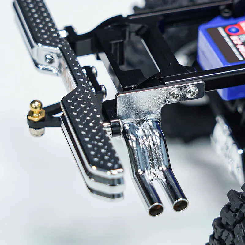 INJORA CNC Aluminum Front Rear Bumper With Dual Exhaust For 1/18 TRX4M High Trail F150 - HeliDirect