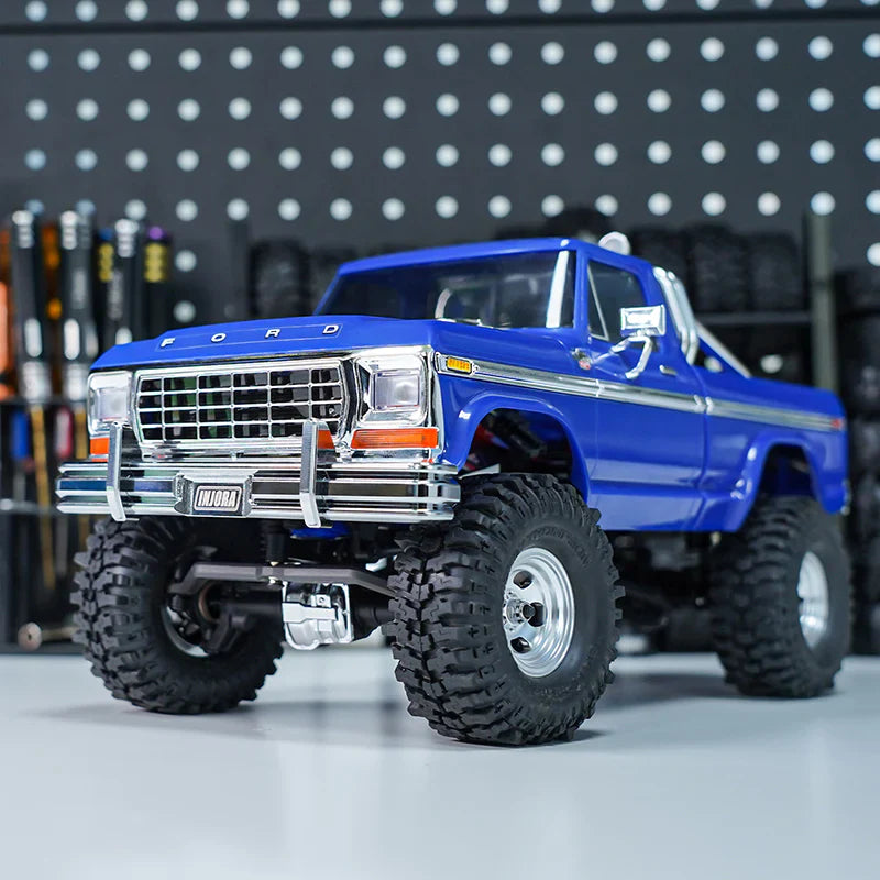 INJORA CNC Aluminum Front Rear Bumper With Dual Exhaust For 1/18 TRX4M High Trail F150 - HeliDirect
