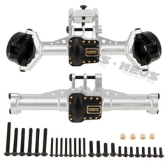 MEUS RACING  Aluminum Front Rear Axle Housing with Brass Axle Cover Steering Knuckle for 1/18 TRX4M TRX-4M Bronco Defender RC Crawler Upgrade Parts - SILVER - HeliDirect