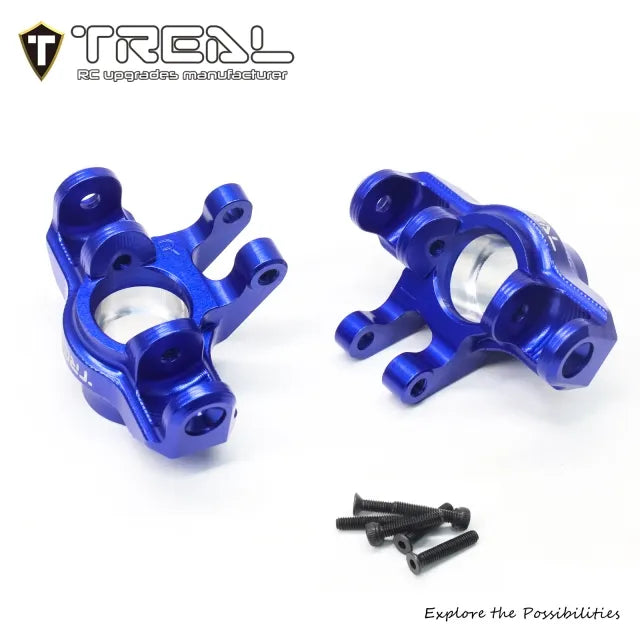 TREAL Aluminum 7075 Front Hubs Set Steering Blocks CNC Machined Upgrades for Arrma 1/18 GRANITE GROM - BLUE
