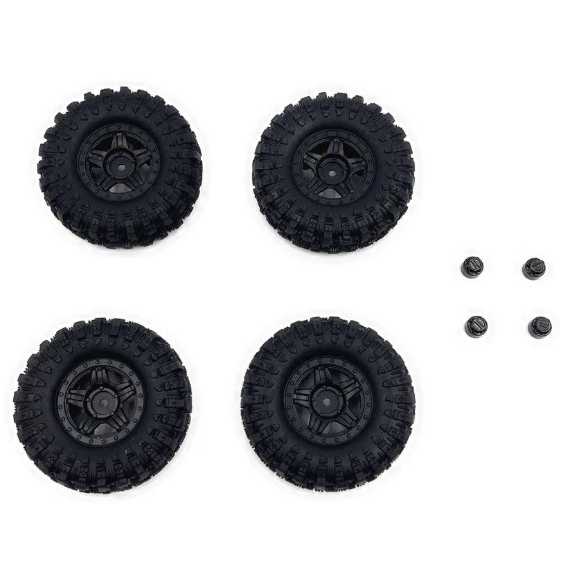 HobbyPlus Deep Star 1.2" Wheel 68mm Mudder-XL Tire Set - Black (4pcs)