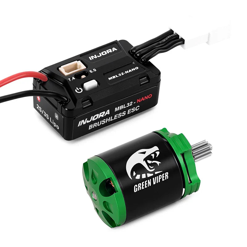 INJORA MBL32-NANO Brushless ESC & 1621 Green Viper Motor for 1/30 SCX30