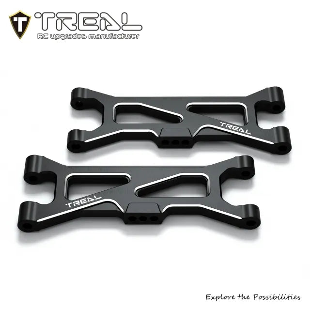 TREAL Aluminum 7075 CNC Machined Rear Lower Arms Set Suspension A-Arm Upgrades for Arrma 1/18 GRANITE GROM - BLACK
