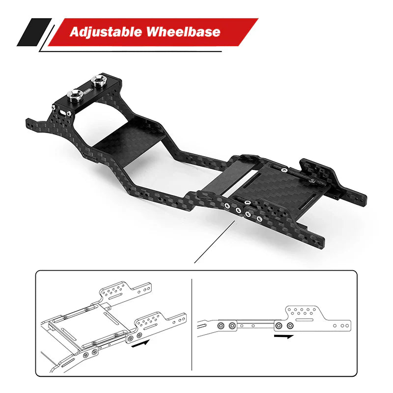 INJORA Universal LCG Carbon Fiber Chassis Frame Kit for 1/24 SCX24